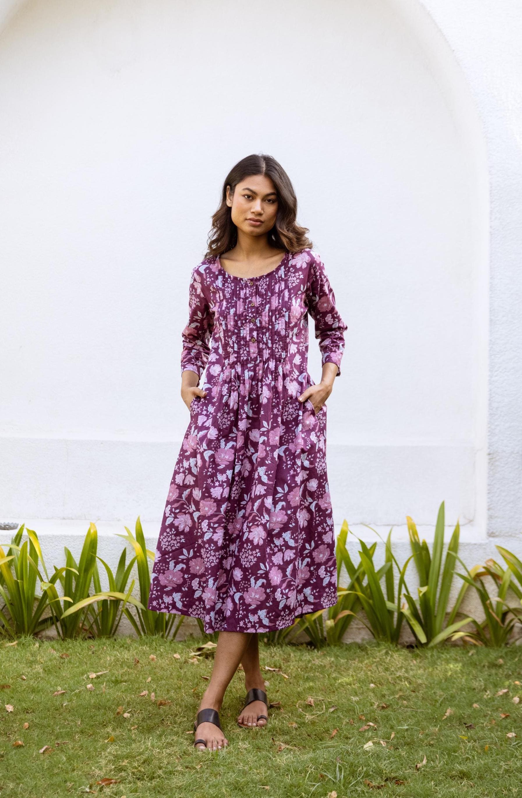 mauve bohemian dress New Mulberry-Bohemian Dress,Hand Block Printed Cotton,Casual,Occasional,Pure Cotton,Handcrafted,Ethical Fashion,Floral,Purple,Rose Graduation isn’t ready for