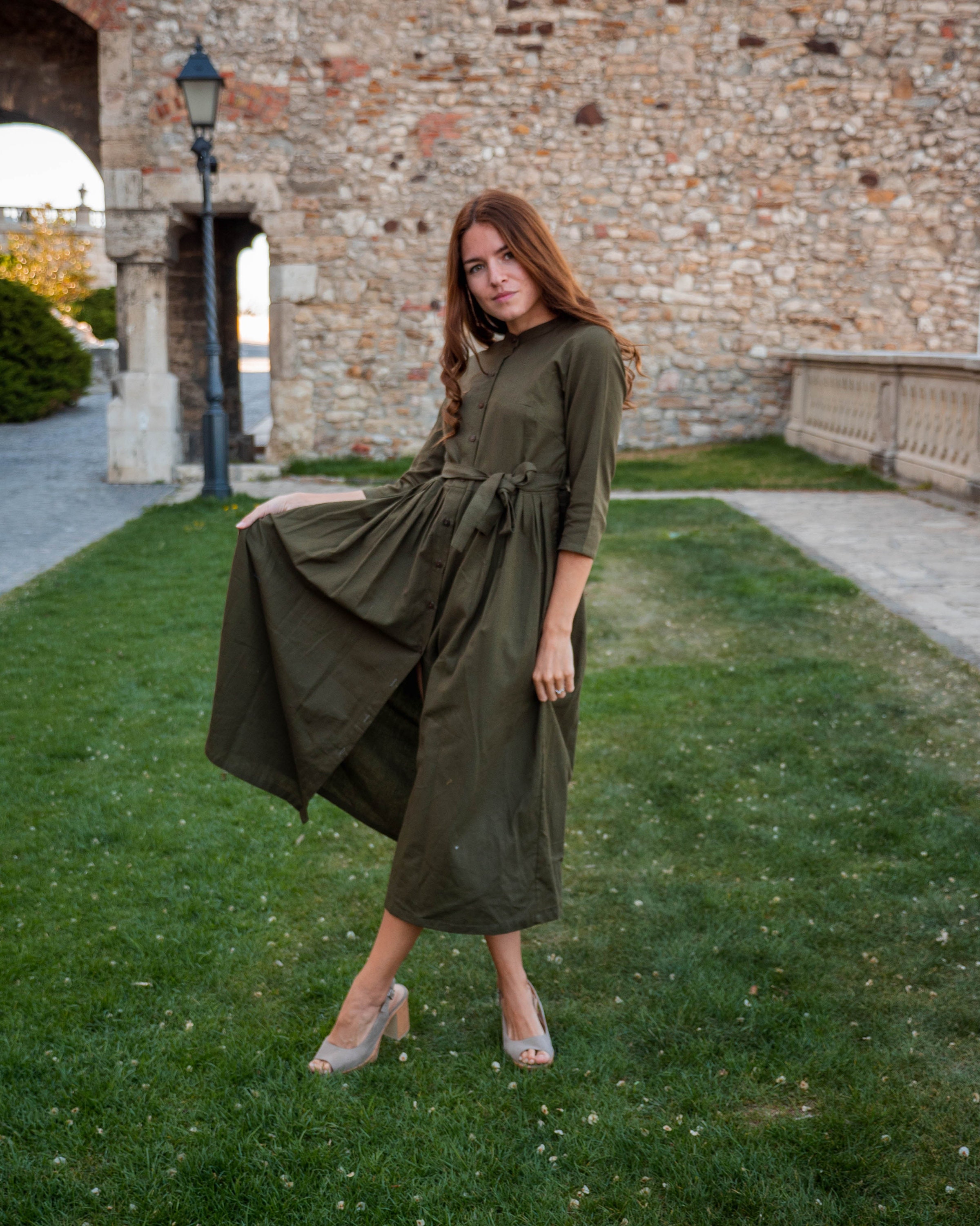 Sofia Button Down Dress,pure Cotton,bohemian,casual