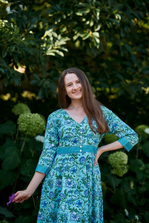 Blue green hotsell casual dress