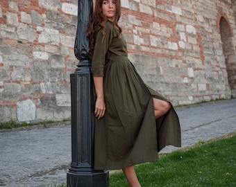 Sofia/turquoise Button Down Dress,pure Cotton,bohemian