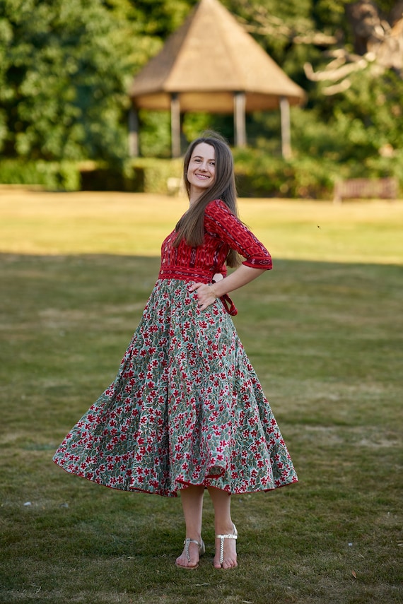 red ikat dress Isa Silk Ikat Dress