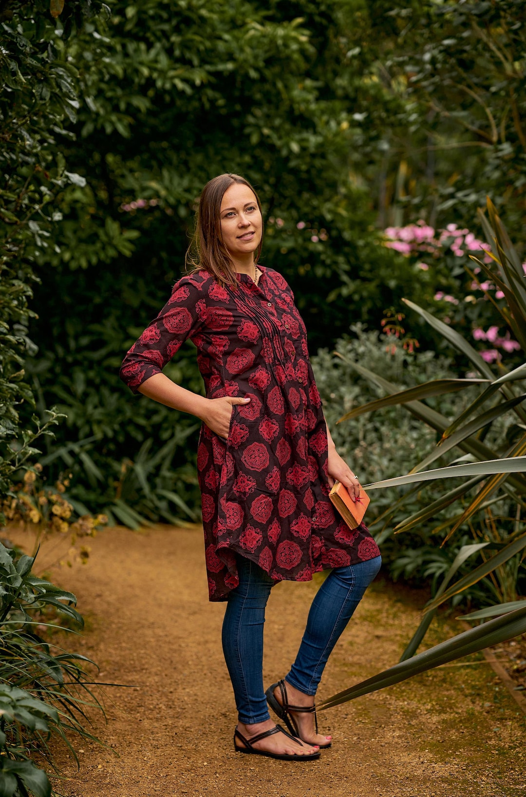 Reina-tunic Dress,pure Cotton,hand Block Printed,bohemian,casual