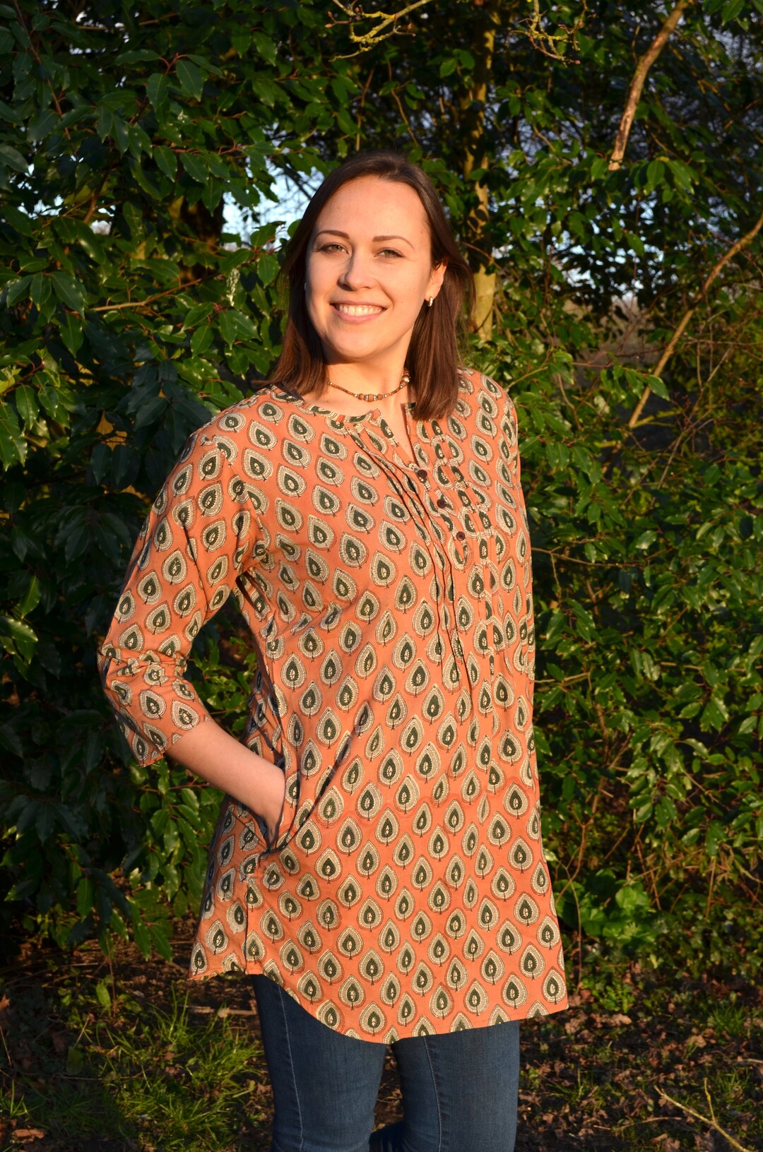 Buy New Adya Tunic Shirt,pure Cotton,hand Block Printed,holiday