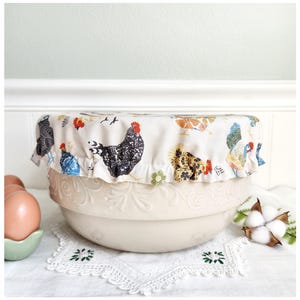 Sweet Chickens | Large | Cotton Bowl Cover | Lined | Proofing | Baking | Stand Mixer Cover | Reusable
