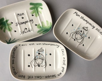 Soap dish for solid porcelain shampoo, ZD zero waste, green eco-friendly bathroom, to protect the planet