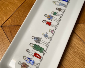 Family or class portrait cake dish, wedding gift, for mistress, family, witnesses, birthday, grandmother grandfather mothers