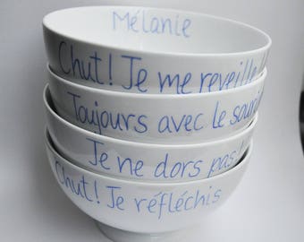 Bowl 100% personalized with a phrase, a first name, a nickname, writing, like a Breton bowl