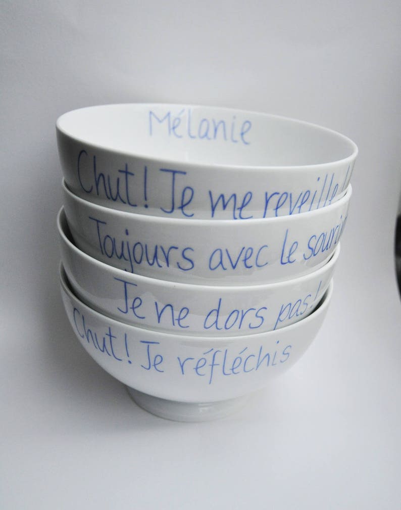 Bowl 100% personalized with a phrase, a first name, a nickname, writing, like a Breton bowl image 1