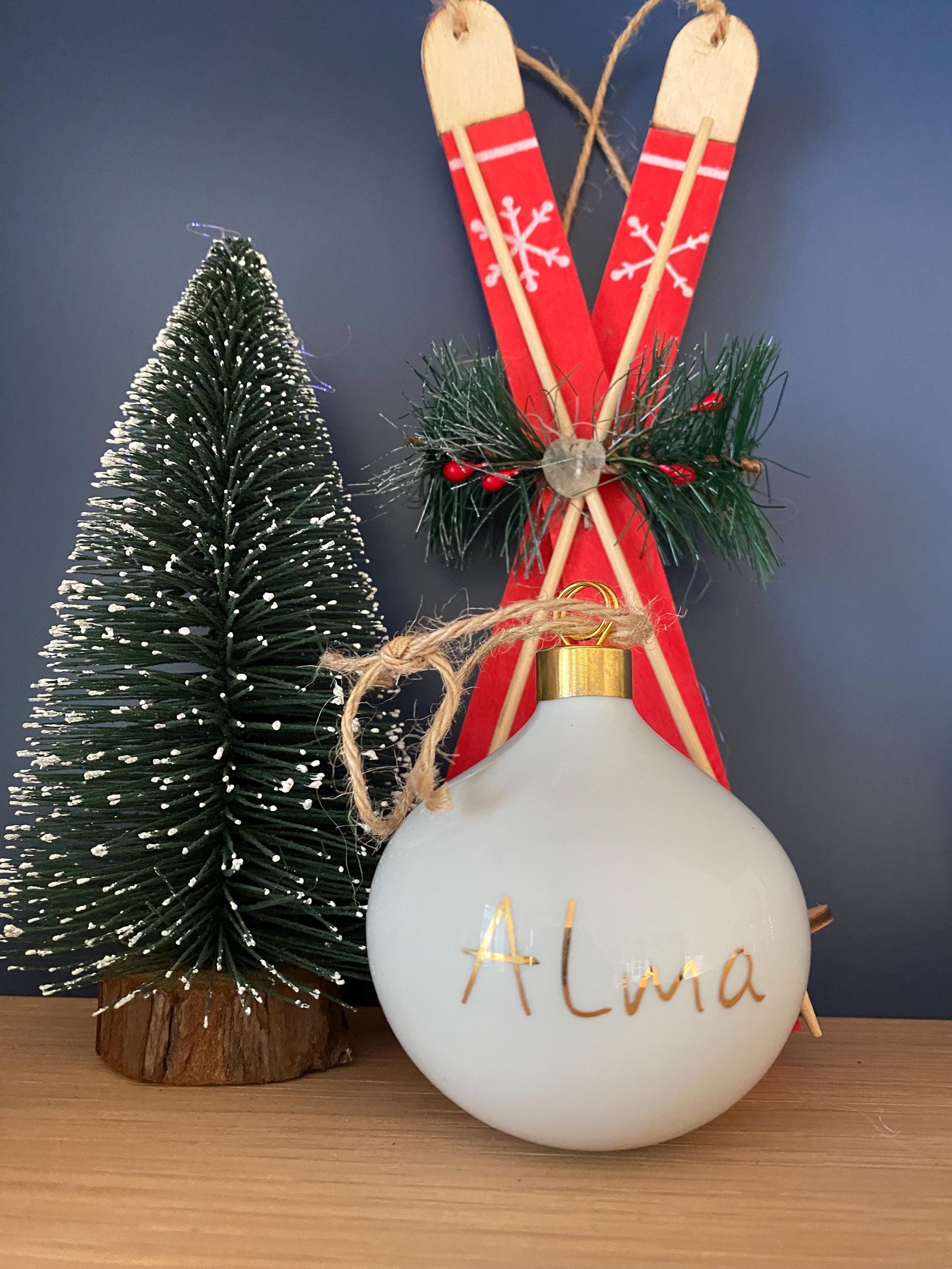 Boule de Noël en bois personnalisable, Boule de Noël personnalisée en