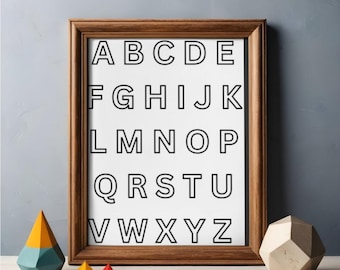 Letras del alfabeto imprimibles en tamaño A4 – 3 fuentes diferentes / Decoración editable para el aula / Letras para tablón de anuncios / Descarga inmediata