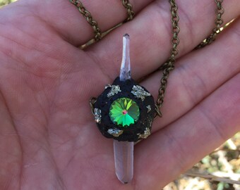 Necklace with mountain Crystal and pyrite