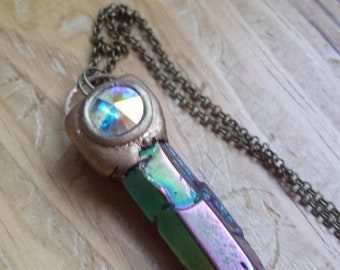 Rainbow Aura Crystal Necklace