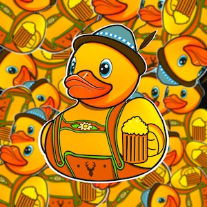 Papera da bagno con boccale di birra adesivo fumetto bavarese adesivo papera