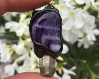 Necklace with mountain crystal and amethyst