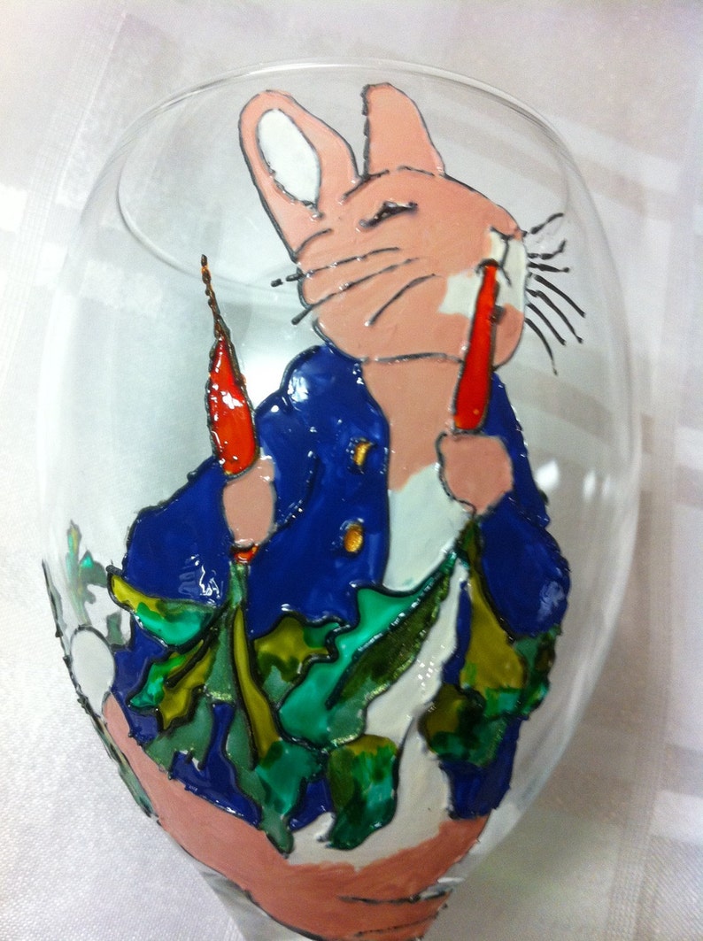 Peter Rabbit Large Hand Painted Wine Glass Etsy UK