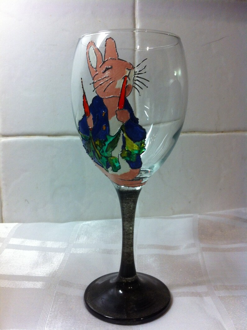 Peter Rabbit Large Hand Painted Wine Glass Etsy UK