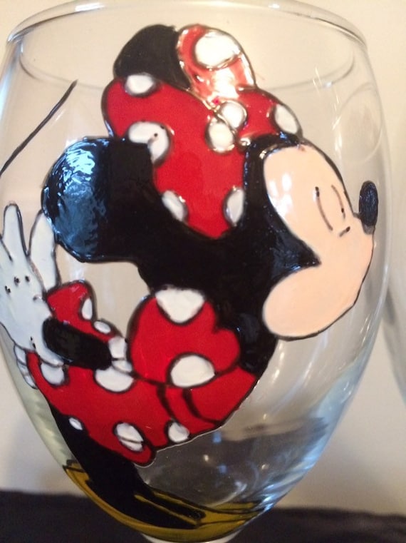 Disney Minnie and Mickey Mouse Hearts Stemless Wine Glasses | Set of 2