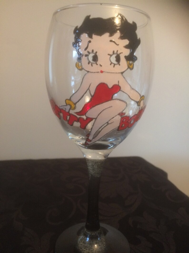Betty Boop Large Hand Painted Wine Glass Washable Etsy