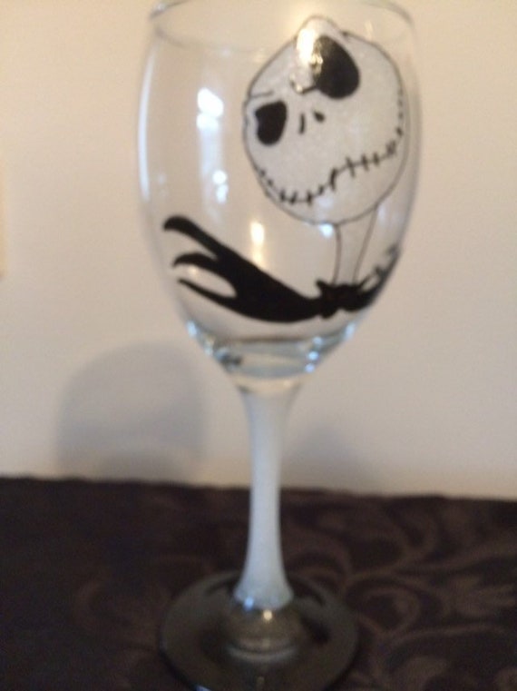 Handpainted Nightmare Before Christmas wine glasses Drink & Barware