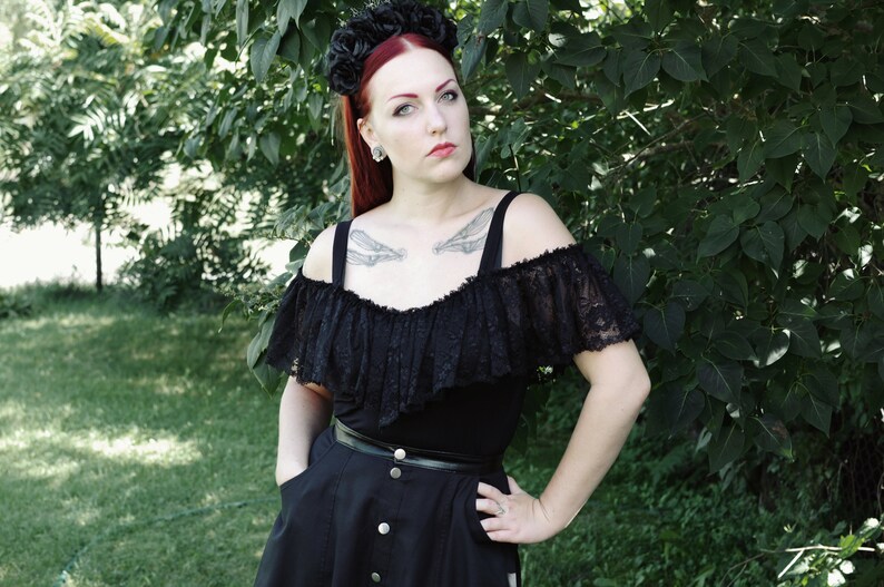 Ruffled Lace Off Shoulder Top