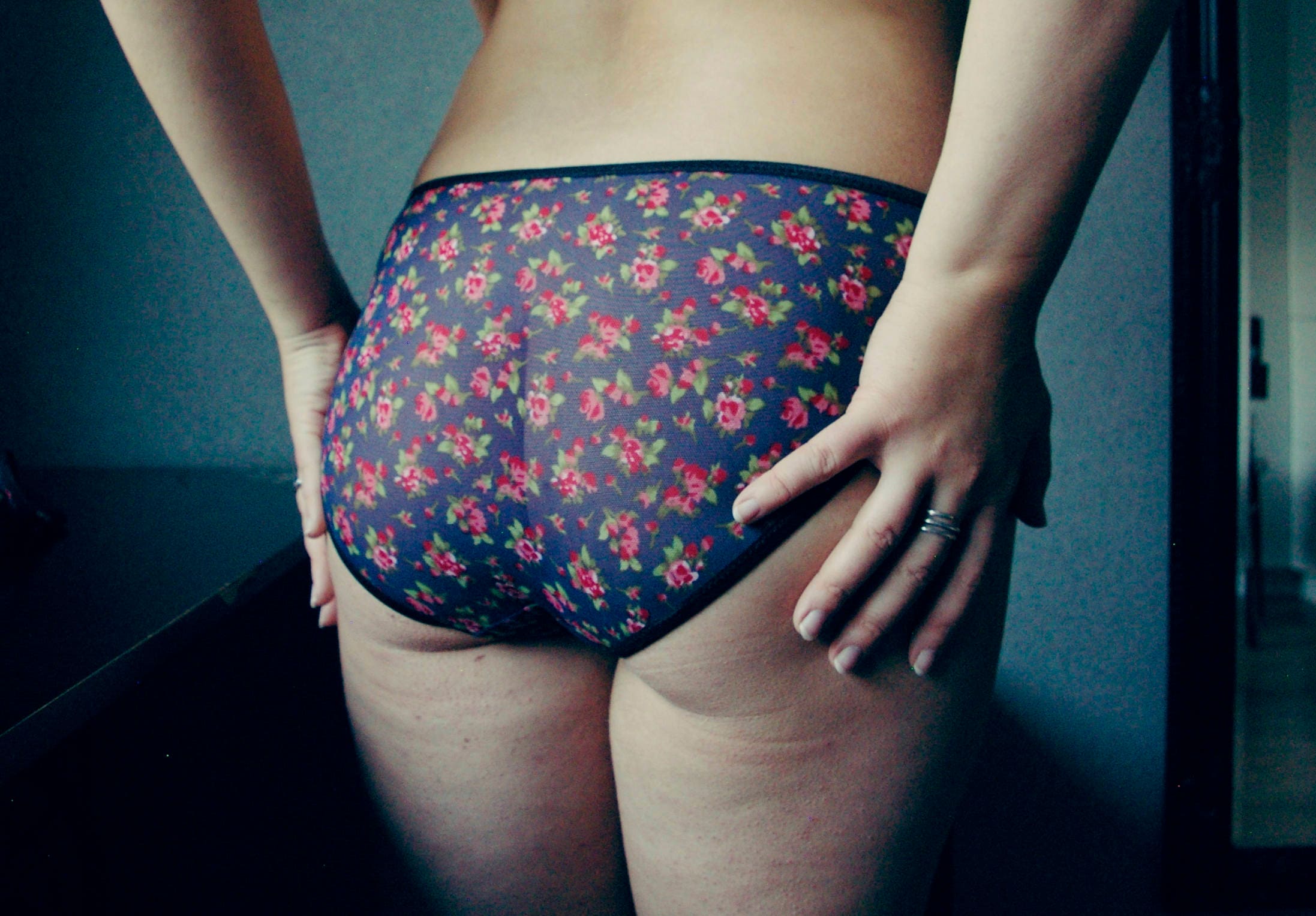 Last one Floral Tulle LowCut Panties / Navy Flower Knickers / Etsy