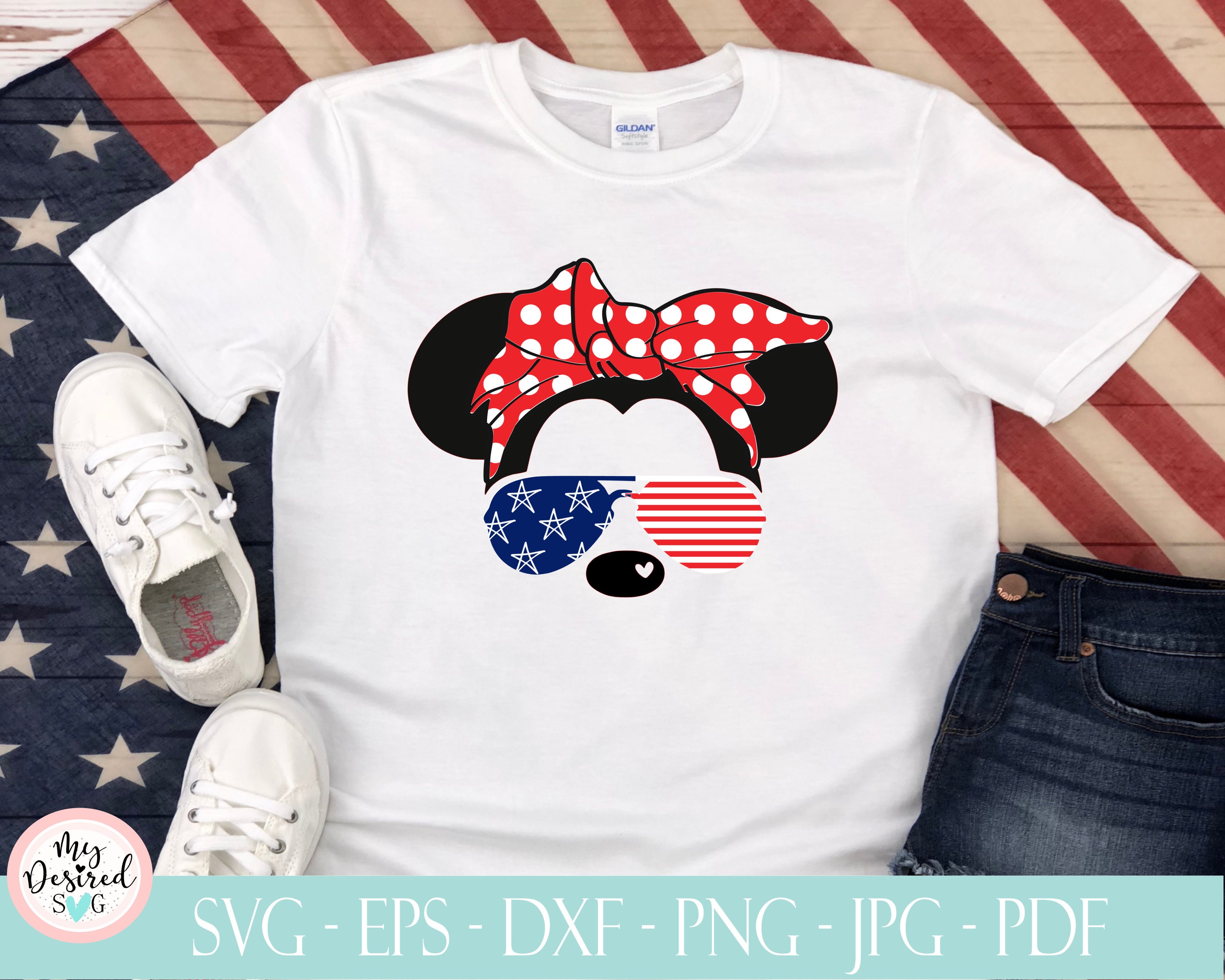 Download Minnie Mouse Sunglasses Svg Bandana Svg 4th Of July Svg Usa Etsy