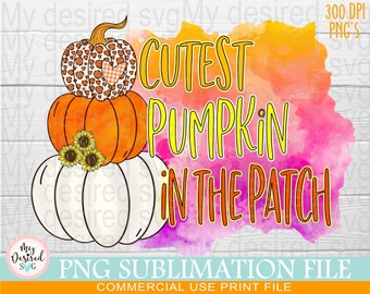 Cutest Pumpkin In The Patch PNG, Halloween Design, pumpkin hocus pocus, Pumpkin Design, Halloween png, Sublimation Designs Downloads