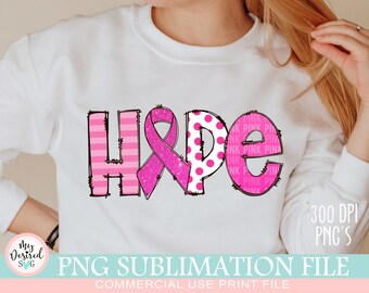 Faith Hope Cure PNG file for sublimation print, October Pink, Hope png, Breast cancer awareness, T-shirt design, Sublimation Design Download