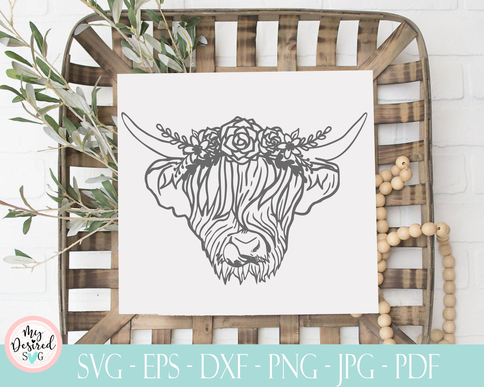Free Free 174 Flower Silhouette Highland Cow Svg SVG PNG EPS DXF File