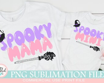 Spooky Mama Mini PNG, Halloween Sublimation Design, Halloween Png, Funny Halloween Matching, Witchy Mama, Spooky Season, Mother and Daughter