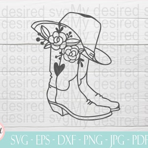 Cowboy Boots Women Svg, Cowboy Boot and Hat Svg, Country Girl Svg ...