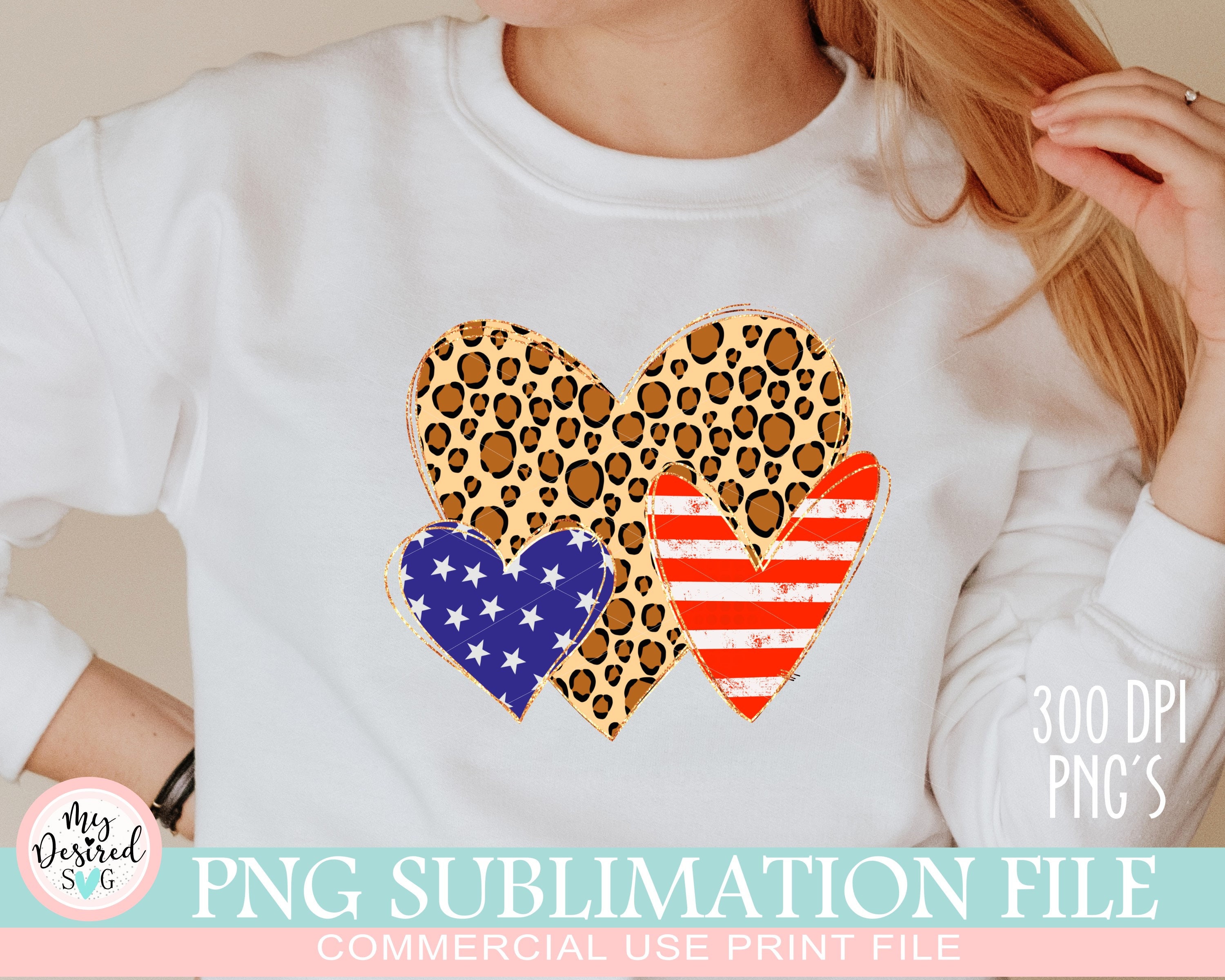 Leopard American Flag Heart PNG Files for Sublimation All - Etsy