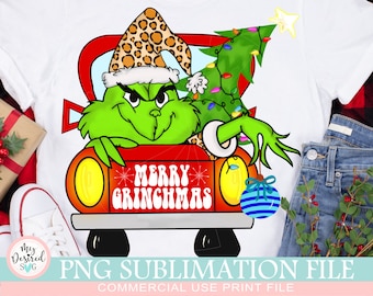 Merry Grinchmas PNG DTG printing PNG file for sublimation printing, Grinch Sublimation prints, Merry Christmas clipart, digital downloads