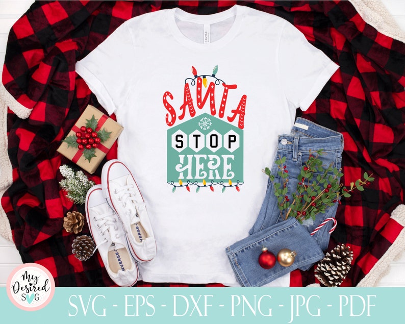 Download Santa Stop here Santa SVG Christmas svg Baby onesie svg | Etsy