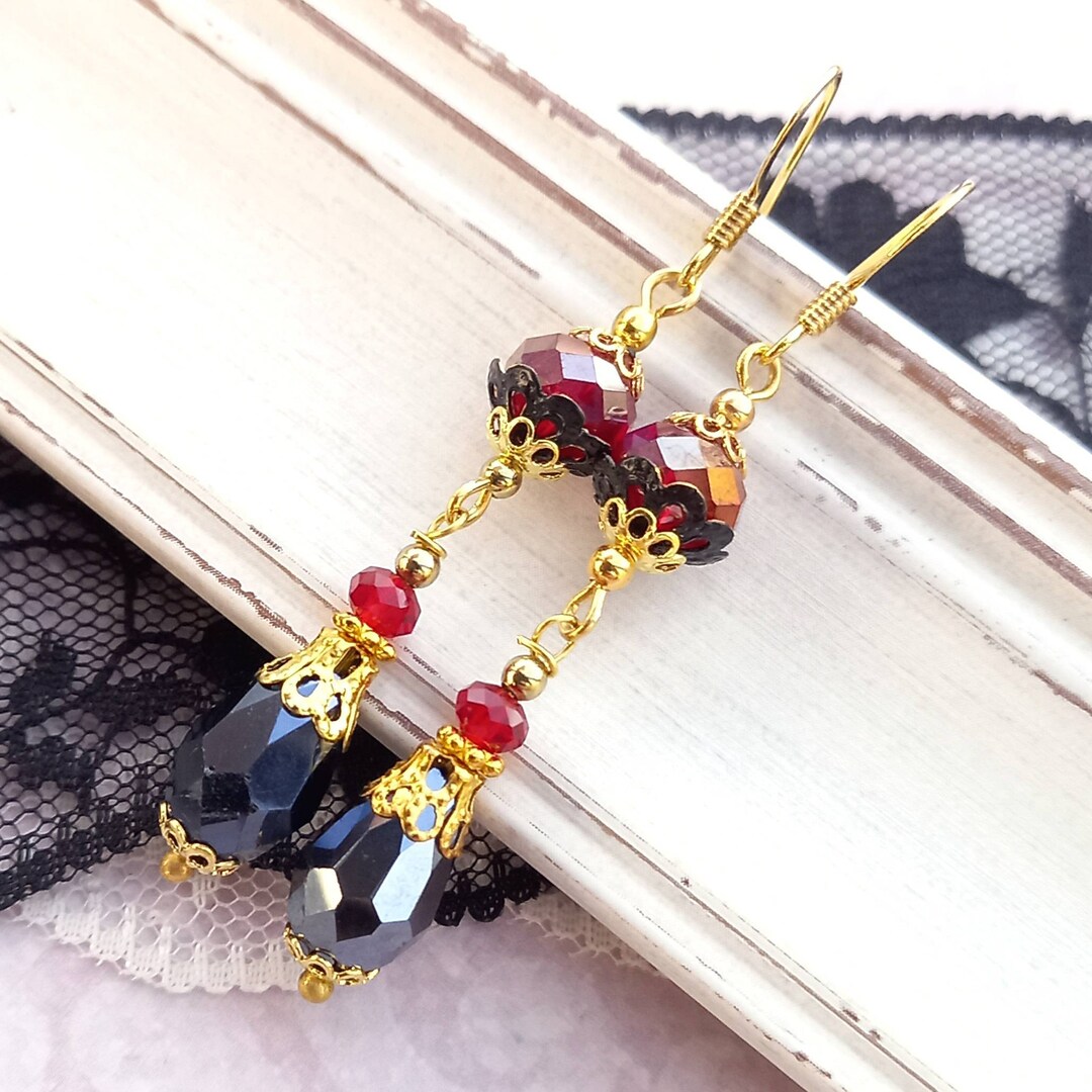 Vintage Bohemian Resin Red Drip Heart Earrings