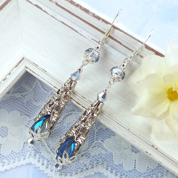 3.60 ctw Edwardian style old cut natural diamond earrings