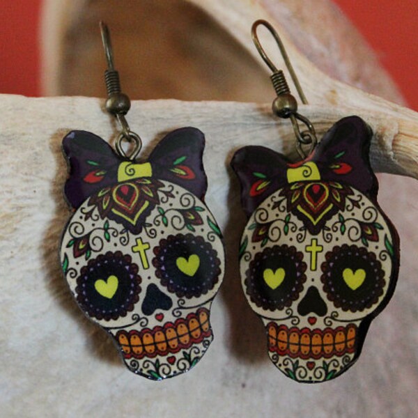 Totentag Mexiko ohrringe , Dia de los muertos Ohrringe, Totenkopf Frida Kahlo Earrings, Totentag Schmuck