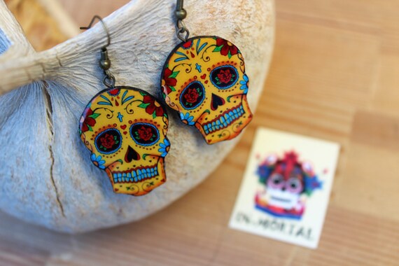 Dia de muertos aretes de calaveras aretes de catrinas - Etsy España