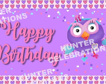 What a Hoot Purple Owl Birthday Banner Party Decoration Backdrop