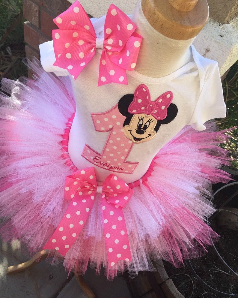 Minnie Mouse Birthday Tutu Outfit Dress Set Handmade 1st 2nd | Etsy