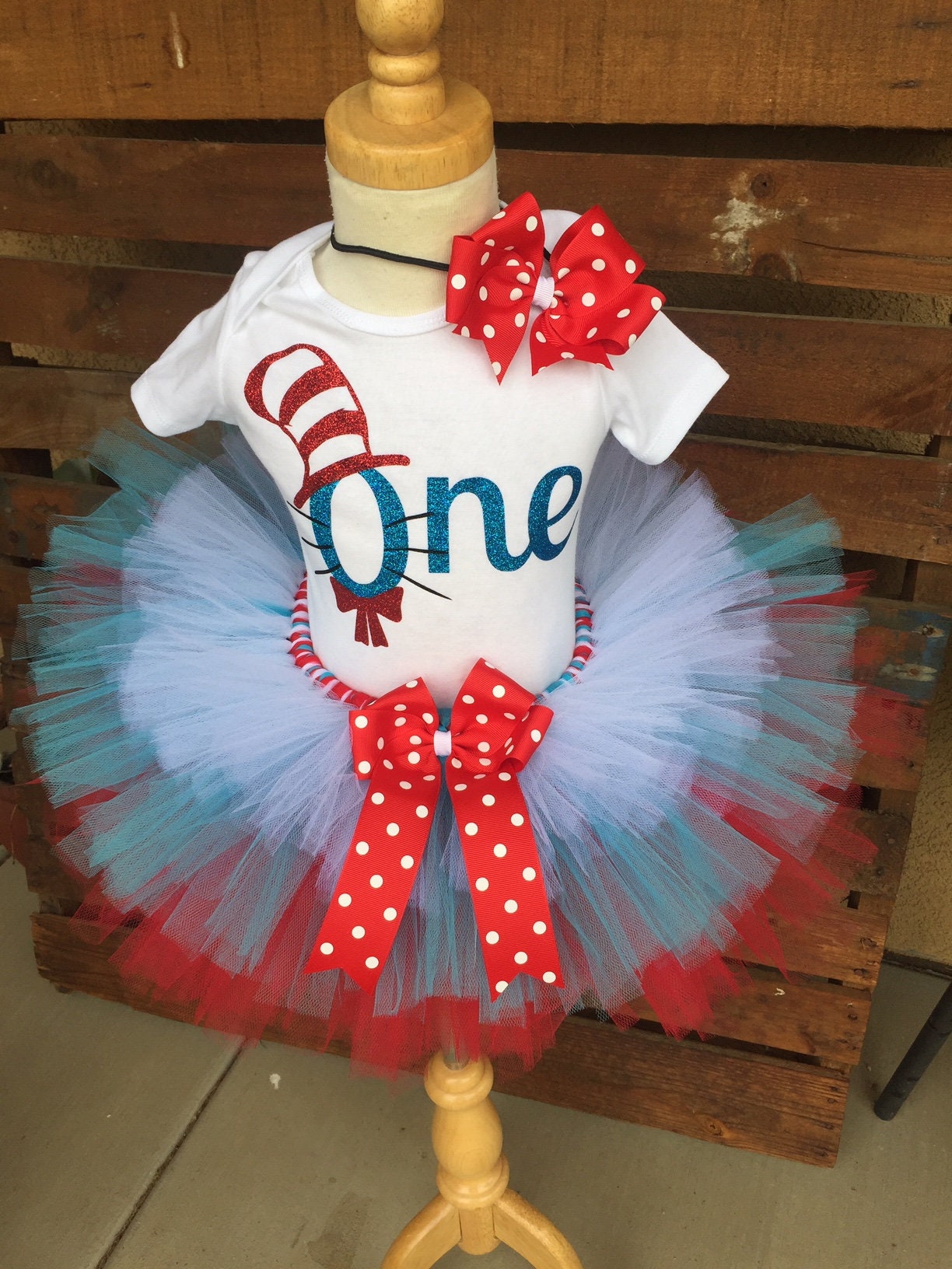 Cat in the Hat Inspired Birthday Outfit Tutu Dress Set Handmade