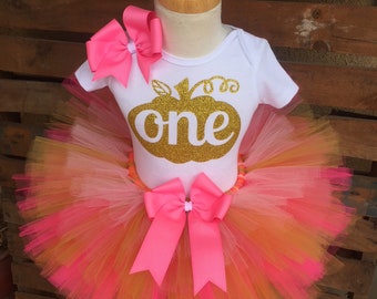 Pumpkin Fall Autumn Halloween Birthday Tutu Outfit Dress Set Handmade, Our Little Pumpkin 1st 2nd 3rd Any Age QUICK SHIP