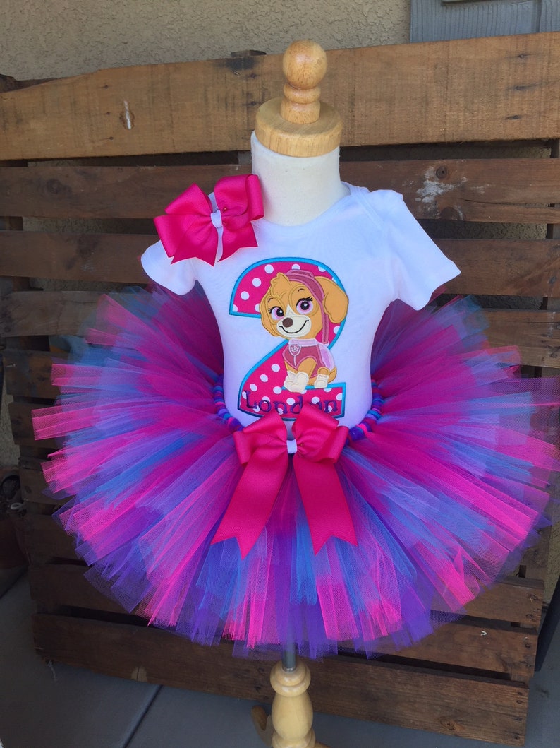 Skye Paw Patrol Birthday Tutu Outfit Dress Set Handmade 1st | Etsy