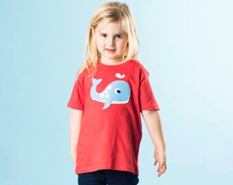 Whale T-Shirt, Girl T-Shirt, Boy T-Shirt, Boys Clothes, Girls Clothes, Childrenswear, Applique TShirt, Fair Trade T-Shirt, Unisex T-Shirt