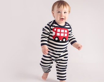 London Bus Romper, Baby Romper, Toddler Romper, Unique Baby Outfit, Baby Boy Romper, Baby Boy Clothes, Vegan Baby Romper, Baby Bus Outfit