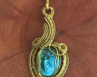 Turquoise wire wrap pendant