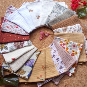 Organic women&#39;s handkerchiefs, fabric squares, Kleenex, handmade in France, zero waste, gift