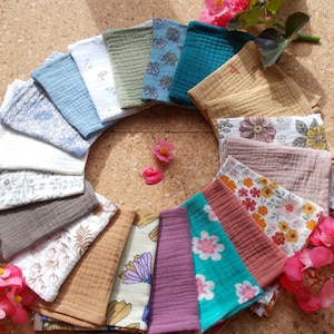 Organic muslin handkerchiefs, double gauze, muslin, washable and recyclable, zero waste, gift, handmade