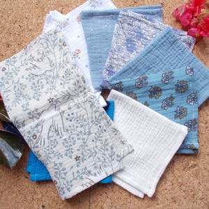 Organic cotton handkerchiefs, square fabric, pocket, scarf, very soft and absorbent, zero waste, handmade, gift, eco-friendly