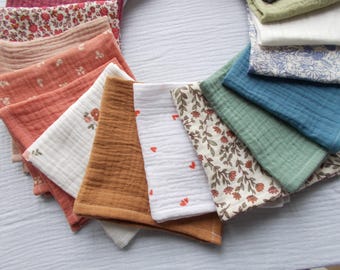 Fazzoletti personalizzati in garza di cotone biologico - Piccolo tovagliolo - Sacchetto - Lavabile/riutilizzabile - Asciugamano - Regalo